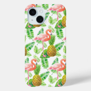 Tropical garden watercolor pattern iPhone 15 case