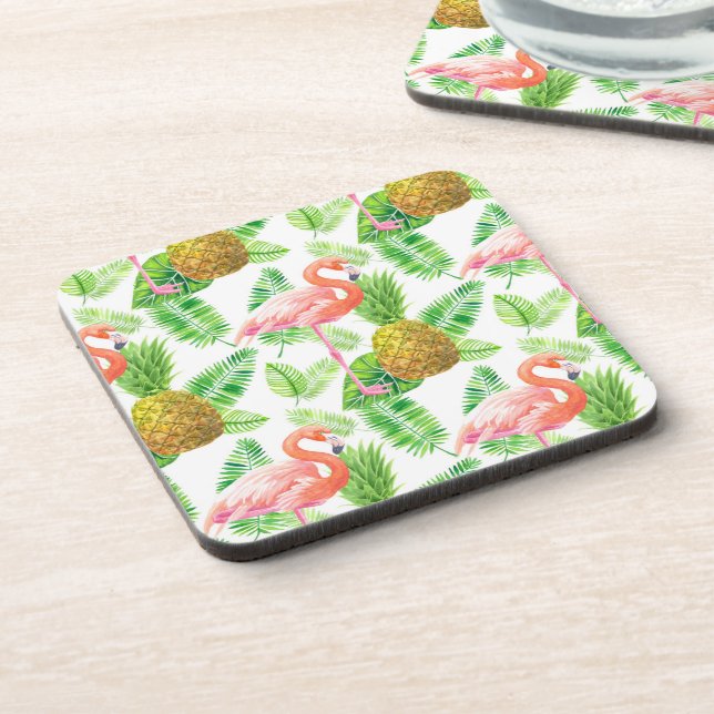 Tropical garden watercolor pattern coaster (Left Side)