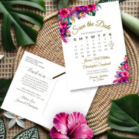 Tropical Garden Wedding Save the Date Calendar
