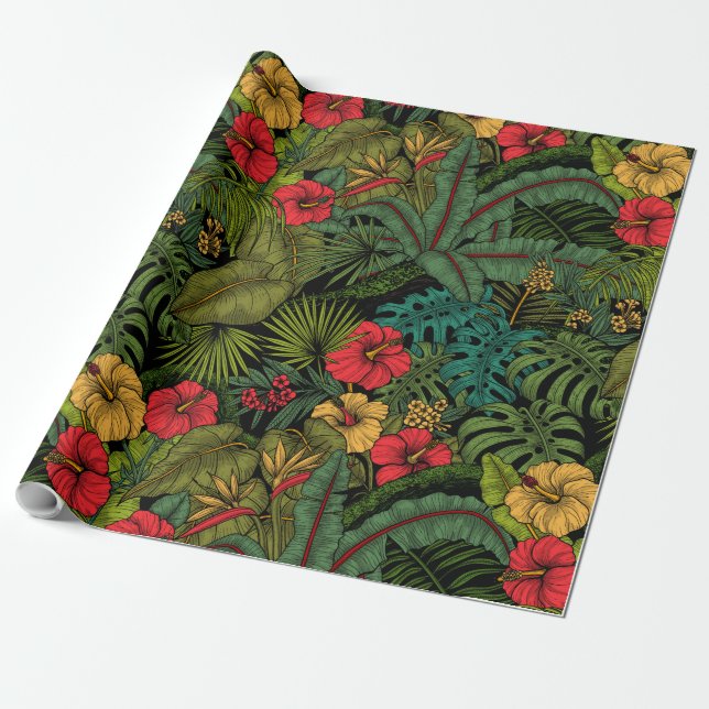 Tropical garden wrapping paper (Unrolled)