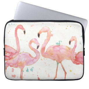 Tropical   Gathering of Flamingos Laptop Sleeve