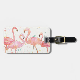 Tropical Gathering of Flamingos Luggage Tag