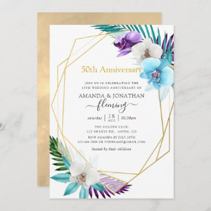 Tropical Geometric 50th Wedding Anniversary Invitation