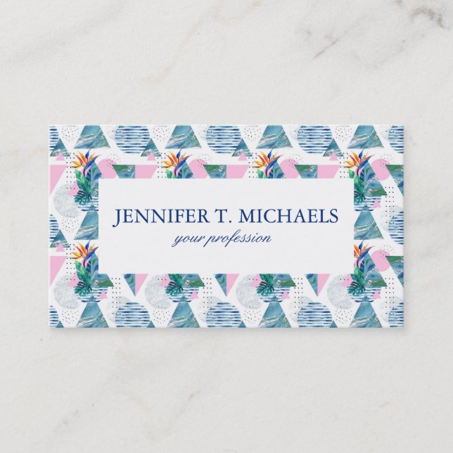 Tropical Geometric Pattern Business Card (Front)