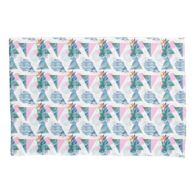 Tropical Geometric Pattern Pillowcase (Front-Left)