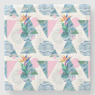 Tropical Geometric Pattern Stone Coaster