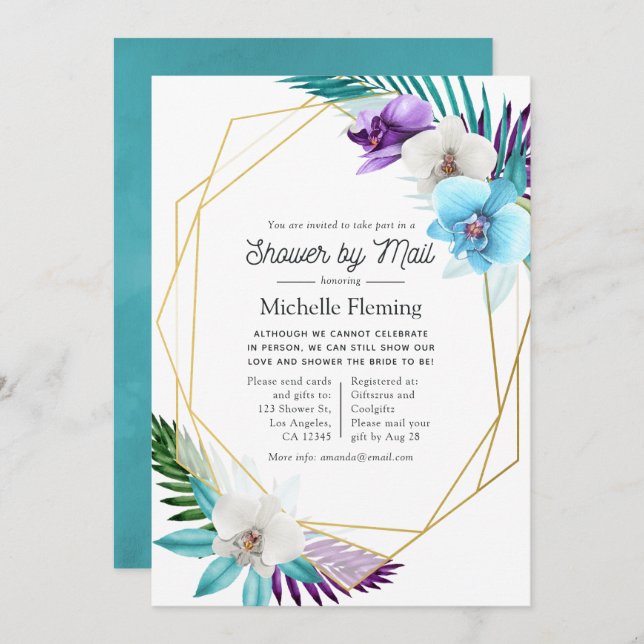 Tropical Geometric Summer Baby Shower by Mail Invitation (Front/Back)
