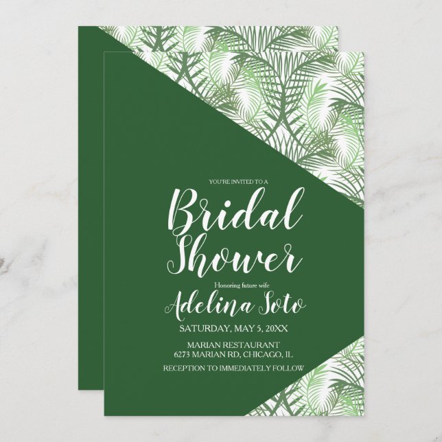 Tropical Geometrical Palm Oasis Bridal Shower Invitation (Front/Back)