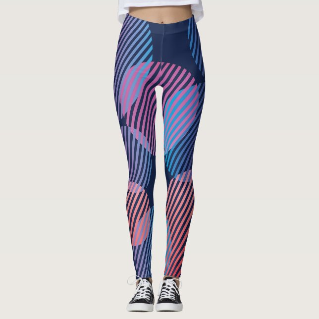 Tropical Geometry: Violet & Pink Night Design Leggings (Front)