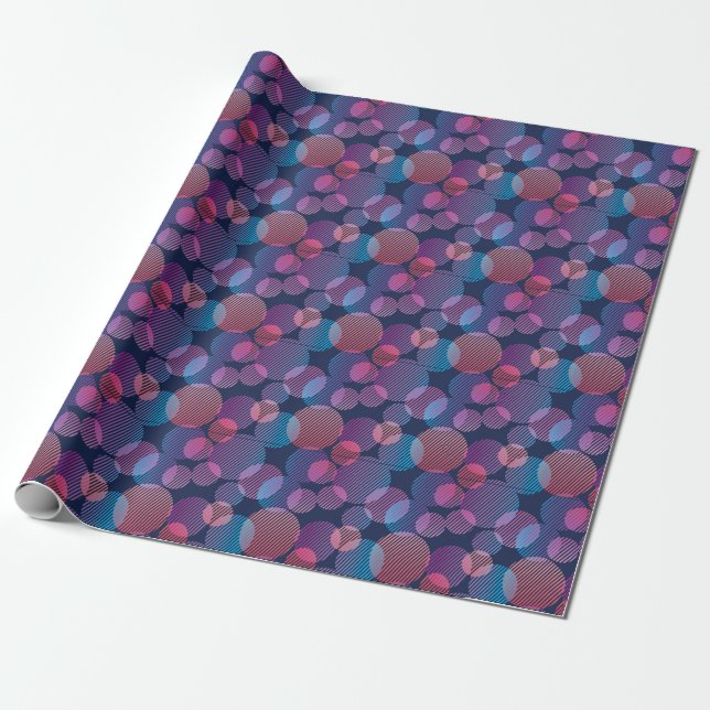 Tropical Geometry: Violet & Pink Night Design Wrapping Paper (Unrolled)