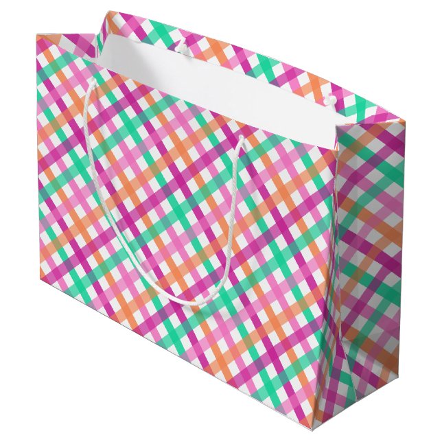 Tropical Gingham Large Gift Bag (Back Angled)