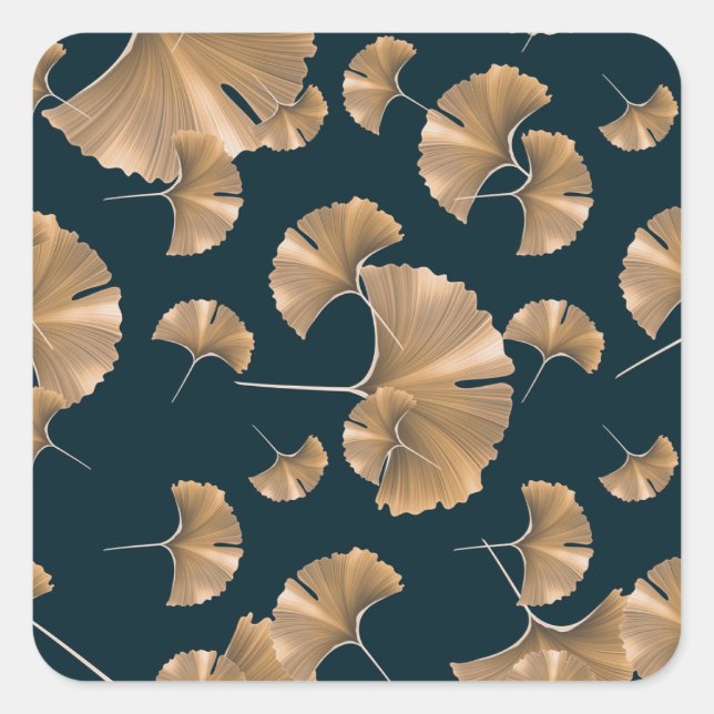 Tropical ginko palm leaves, Hawaiian pattern. Square Sticker (Front)