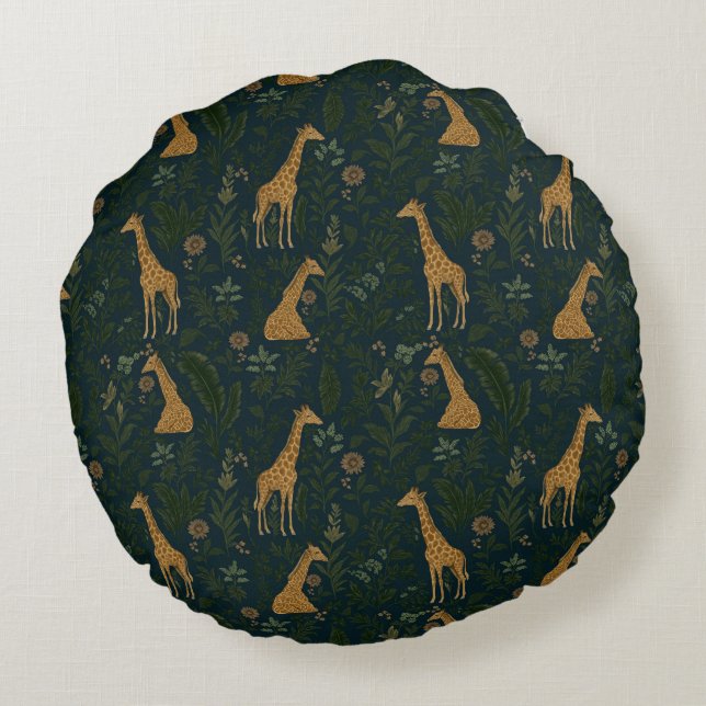Tropical Giraffe Hangout Round Cushion (Back)