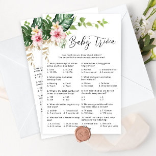 Tropical girl shower baby trivia baby shower game