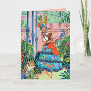 Tropical Girl Tropics Animals Greeting Card