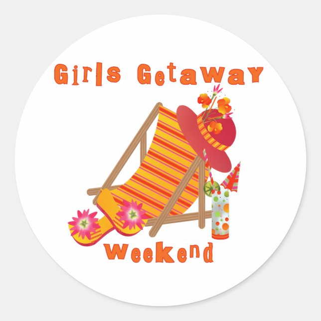 Tropical Girls Getaway Weekend Classic Round Sticker (Front)