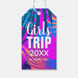 Tropical Girls Trip with Crown, Year, & Name Gift Tags