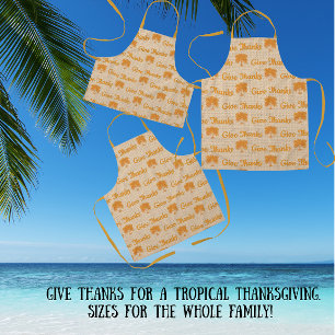 Tropical Give Thanks Thanksgiving Palm  Apron