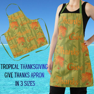 Tropical Give Thanks Thanksgiving Palm  Apron