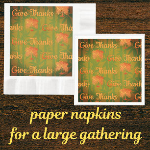 Tropical Give Thanks Thanksgiving Palm Napkin