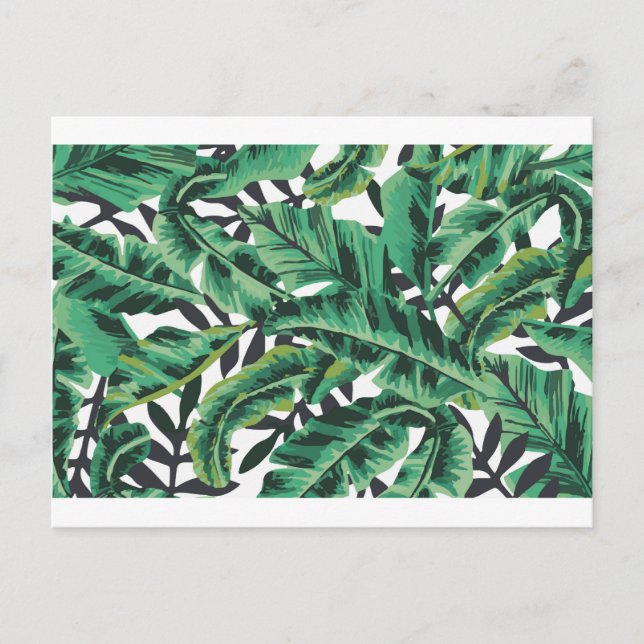 Tropical Glam Banana Leaf Pattern Postcard (Front)