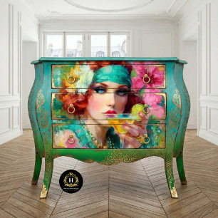 Tropical Glam Redhead Martini Cocktail Decoupage Tissue Paper