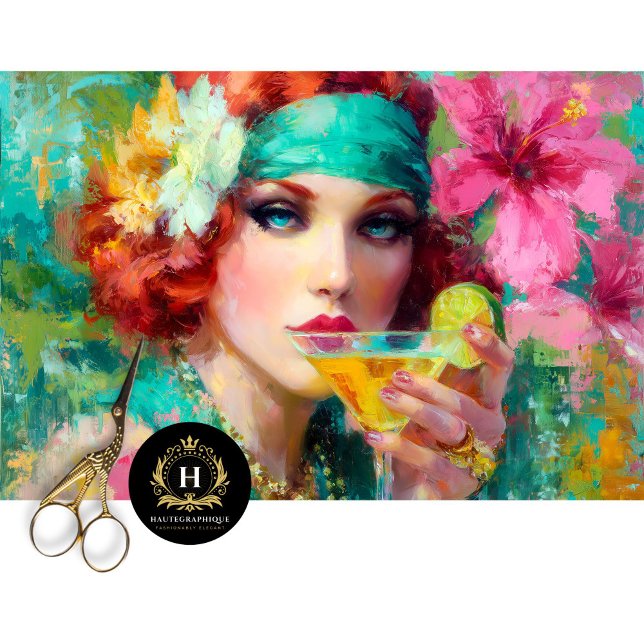 Tropical Glam Redhead Martini Cocktail Decoupage  Tissue Paper (Creator Uploaded)