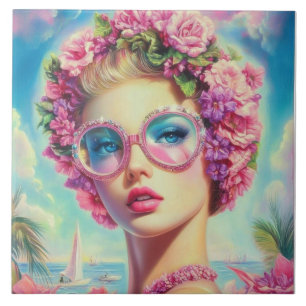 Tropical Glamour Queen Ceramic Tile