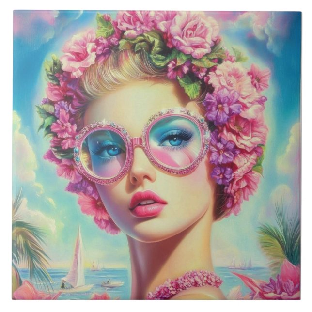 Tropical Glamour Queen Ceramic Tile (Front)