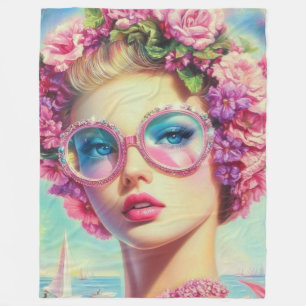Tropical Glamour Queen Fleece Blanket