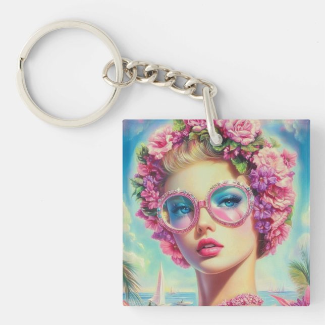 Tropical Glamour Queen Key Ring (Front)
