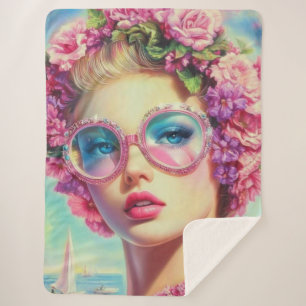 Tropical Glamour Queen Sherpa Blanket