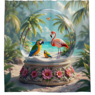 tropical glass globe shower curtain