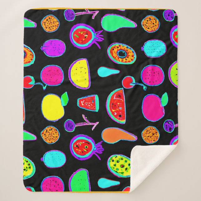 Tropical Glow Explosion Sherpa Blanket (Front)