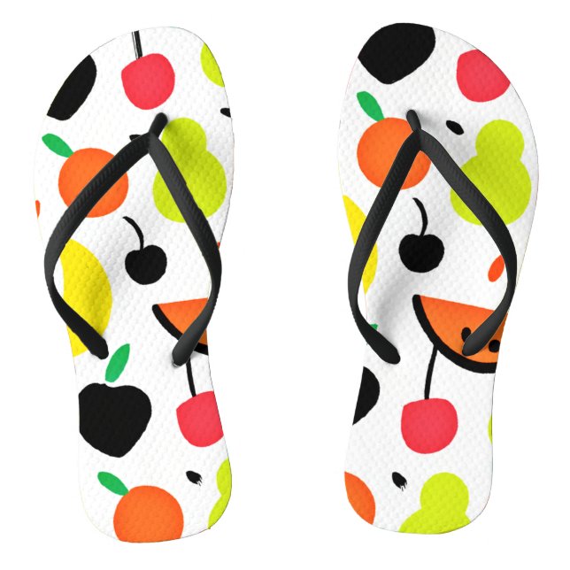 Tropical Glow Neon Fruit Pattern Thongs (Footbed)