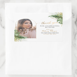 Tropical Gold Arch Photo Graduation Thank You Rectangular Sticker
