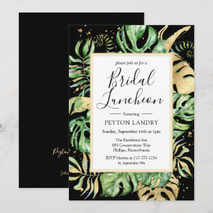 Tropical Gold & Black Bridal Luncheon Shower Invitation