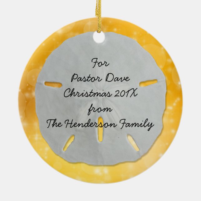 Tropical Gold Christian Scripture Pastor Ornament (Back)