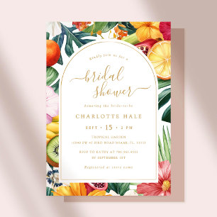 Tropical Gold Colourful Bridal Shower Invitation
