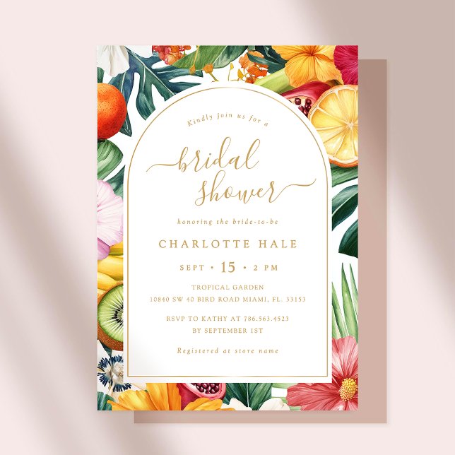 Tropical Gold Colourful Bridal Shower Invitation (Creator Uploaded)