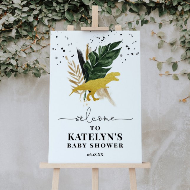 Tropical Gold Dinosaurs Welcome Sign (Creator Uploaded)