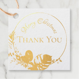 Tropical Gold Foil Palm Leaves Christmas Thank You Favour Tags