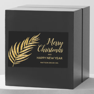 Tropical Gold Glitter Palm Christmas Thank You Rectangular Sticker