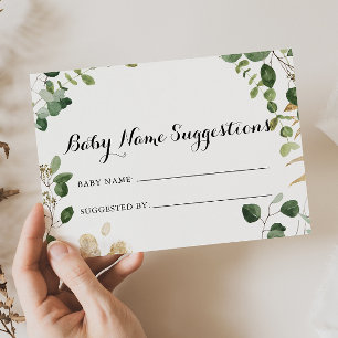 Tropical Gold Green Baby Name Suggestions Card