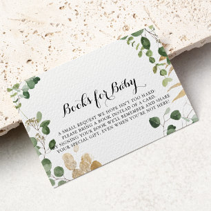 Tropical Gold Green Baby Shower Book Request  Enclosure Card