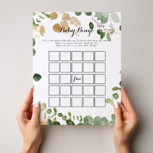Tropical Gold Green Foliage Baby Bingo Shower Game