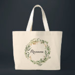 Tropical Gold Green Foliage Bridesmaid  Large Tote Bag<br><div class="desc">This tropical gold green foliage bridesmaid tote bag is the perfect wedding gift to present your bridesmaids and maid of honour for a rustic wedding. The design features beautifully hand-painted illustrated tropical summer gold and green foliage.</div>