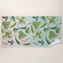Tropical Gold Green Leaves