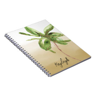 Tropical Gold Green Palm Tree   Notebook