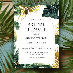 Tropical Gold Greenery Bridal Shower Invitation